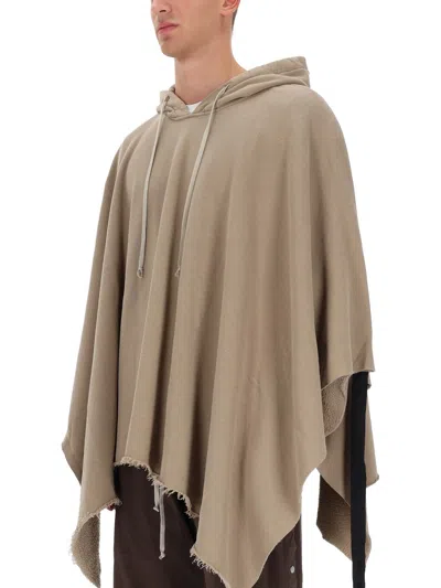Rick Owens Drkshdw Cape With Hood In Gray
