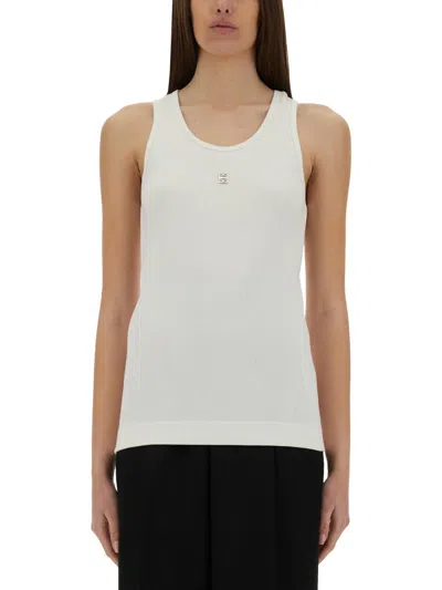 Givenchy Slim Fit Tank Top In Cotton With 4g Detail In White
