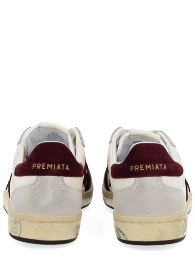 Premiata Sneakers With Contrast Heel Tab And Rubber Sole In Multi