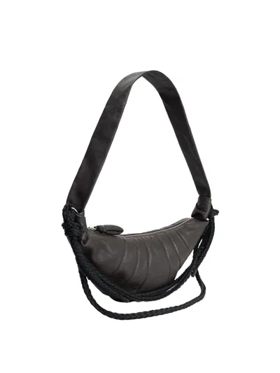 Lemaire Women Braid Croissant Medium Leather Shoulder Bag In Purple