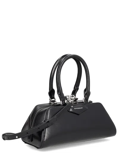 Givenchy Antigona East West Brown Small Handbag With Adjustable And Removable Shoulder Strap And Logo Letteri In Black