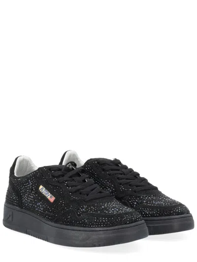 Autry Black Suede Rhinestone Sneaker In Blue
