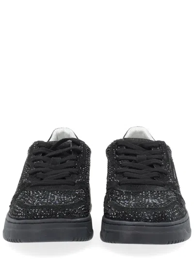 Autry Black Suede Rhinestone Sneaker In Blue