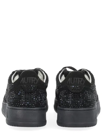 Autry Black Suede Rhinestone Sneaker In Blue