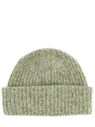 Ganni Wool And Mohair Beanie In Green