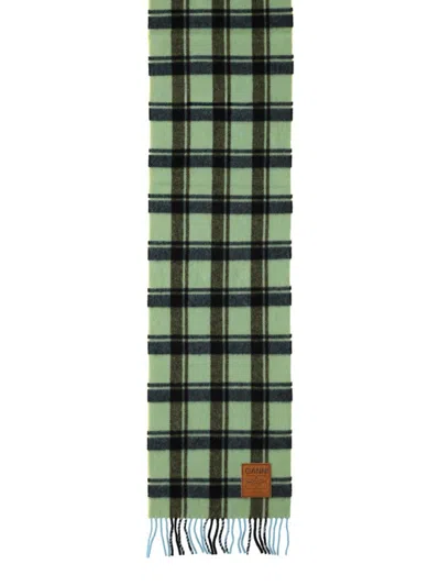 Ganni Wool Scarf In Green