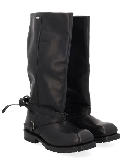 Our Legacy Black Leather High Engine Boots In Black