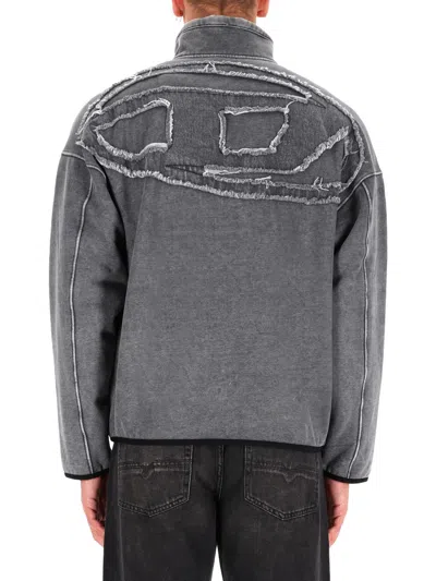 Diesel Mens S-baty Zipped Stretch Cotton-jersey Sweatshirt 02a In Gray