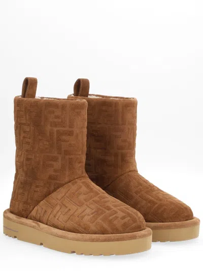Fendi Man Ankle Boots Light Brown Size 9 Leather In Brown
