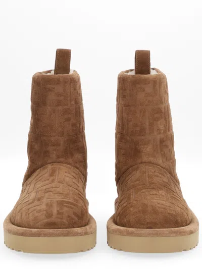 Fendi Man Ankle Boots Light Brown Size 9 Leather In Brown