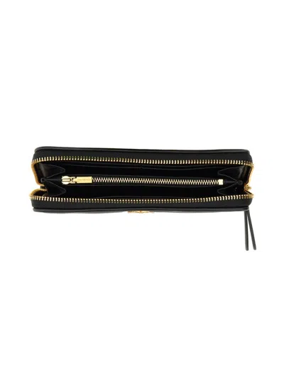 Tory Burch Black Matelasse Lamb Leather Kira Chevron Zip Continental Wallet In Black