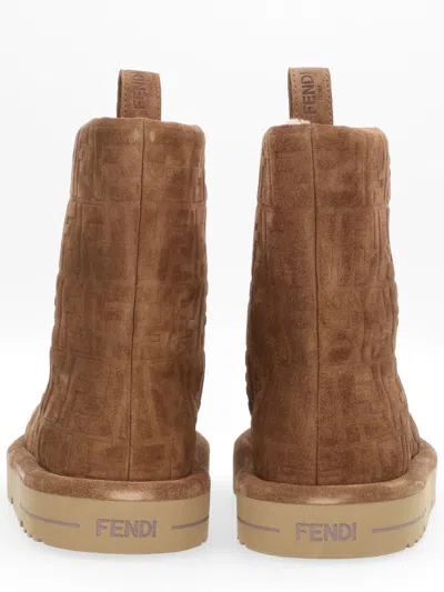 Fendi Man Ankle Boots Light Brown Size 9 Leather In Brown