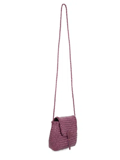 Dragon Diffusion Woven Texture Shoulder Bag With Long Strap In Purple