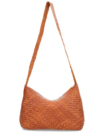 Dragon Diffusion Rectangular Shoulder Bag Woven Texture Strap In Brown