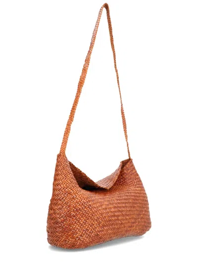 Dragon Diffusion Rectangular Shoulder Bag Woven Texture Strap In Brown