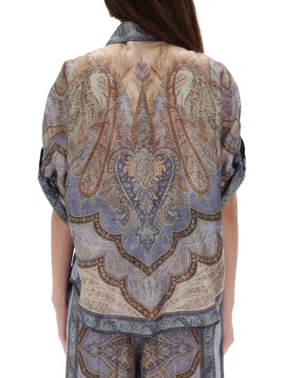 Zimmermann Wanderlust Multicolor Shirt With Classic Collar And All-over Print In Silk Woman In Multi