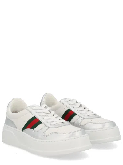 Gucci Sneakers Featuring Oversized Platform Sole In Silver