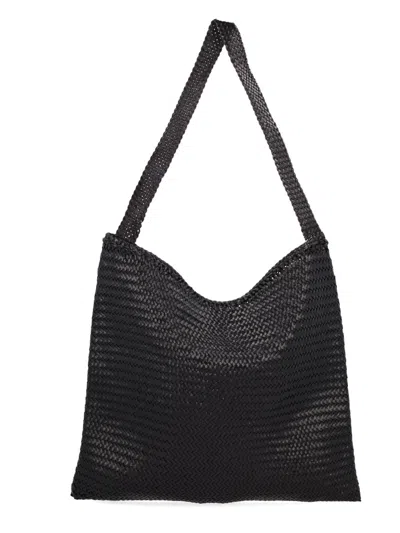 Dragon Diffusion Ars Woven Leather Shoulder Bag In Black