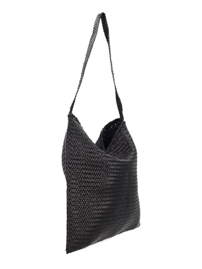 Dragon Diffusion Ars Woven Leather Shoulder Bag In Black