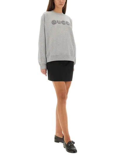 Gucci Sweatshirt Grey Cotton Dropped Shoulders In Gray