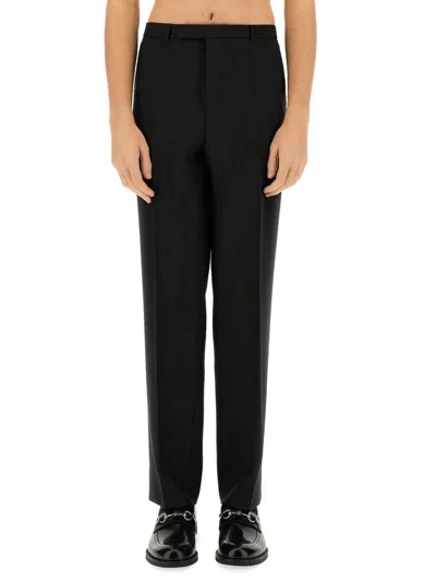 Gucci Tailored Trousers Subtle Pattern Belt Loops In Black