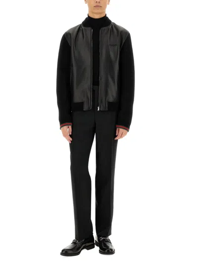Gucci Tailored Trousers Subtle Pattern Belt Loops In Black