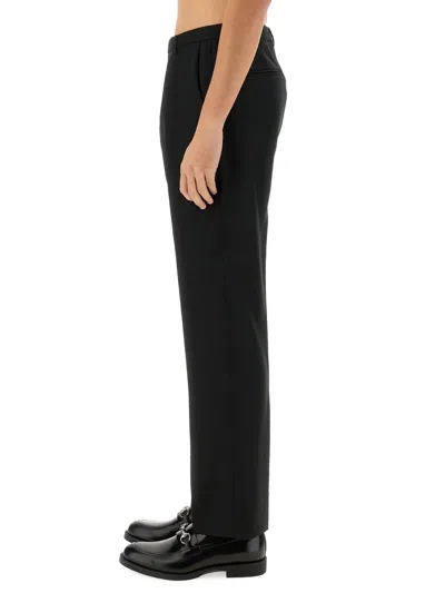 Gucci Tailored Trousers Subtle Pattern Belt Loops In Black