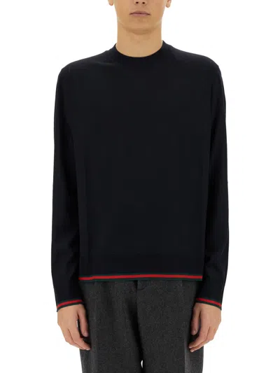 Gucci Textured Knit Sweater Contrast Trim In Blue