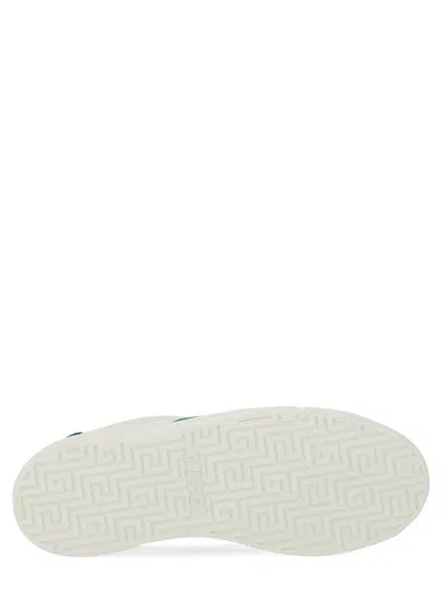 Gucci Ace Leather Sneakers With Lateral Web Band In White