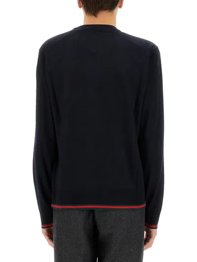 Gucci Textured Knit Sweater Contrast Trim In Blue