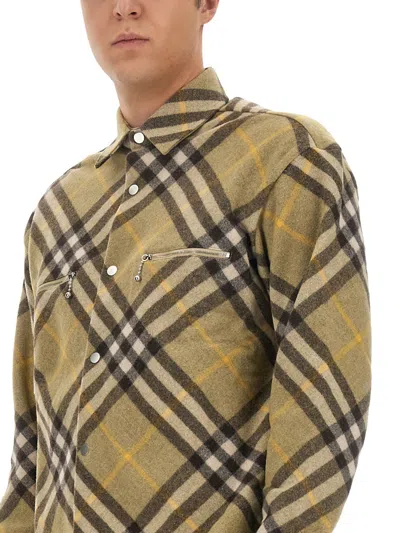Burberry Wool Blend Checked Overshirt In Multi
