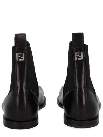 Fendi Ff Squared Chelsea Boots In Nappa Leather Shoes In Black