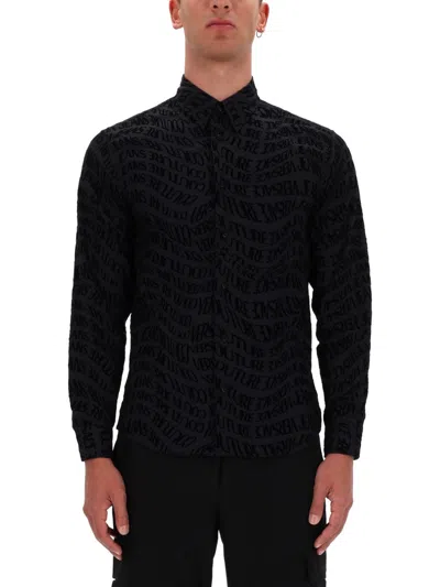 Versace Jeans Couture Printed Shirt In Black