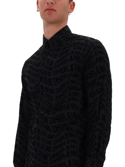 Versace Jeans Couture Printed Shirt In Black