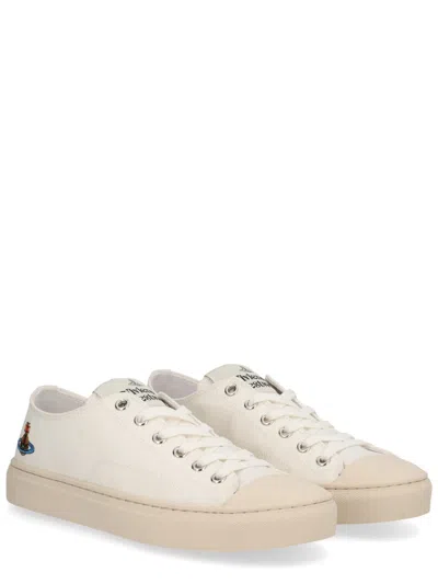 Vivienne Westwood Canvas Low-top Logo Rubber Sneakers In Neutral