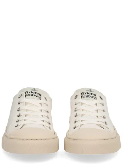 Vivienne Westwood Canvas Low-top Logo Rubber Sneakers In Neutral