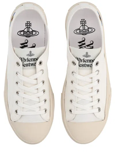 Vivienne Westwood Canvas Low-top Logo Rubber Sneakers In Neutral