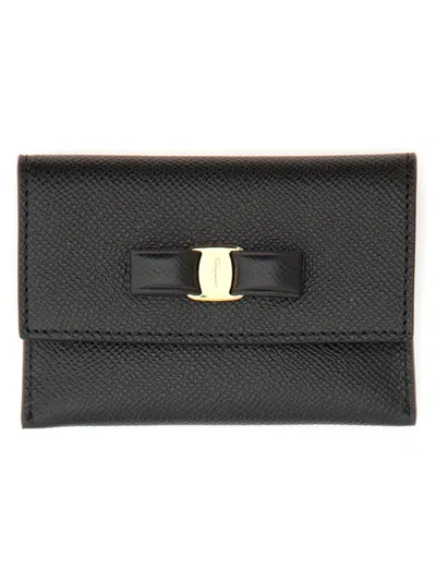Ferragamo Vara Bow-detail Leather Wallet In Black