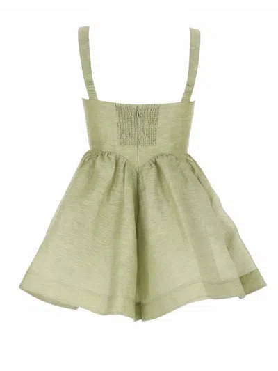 Zimmermann Rebellion Linen And Silk Organza Minidress In Animal Print