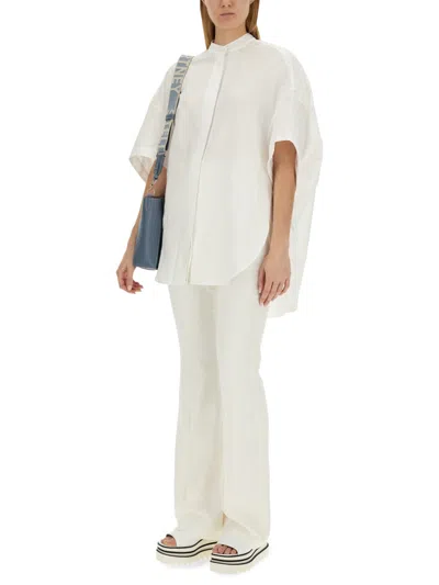 Stella Mccartney Relaxed Fit Short Sleeve Shirt With Slits In White