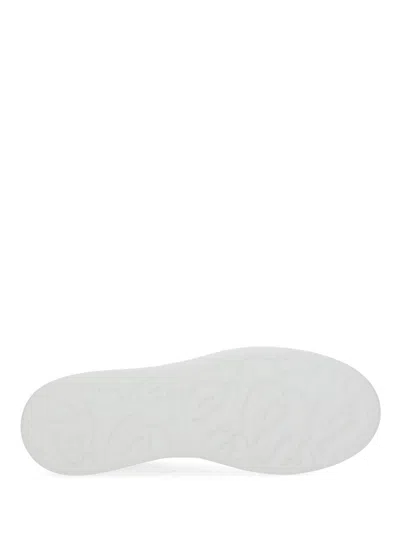 Alexander Mcqueen White Low Top Sneakers With Logo Lettering On Tongue And Heel In Leather Woman