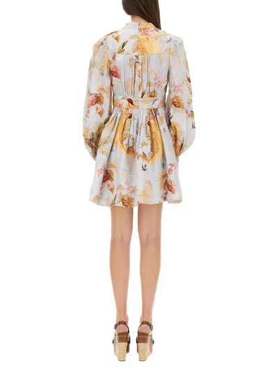 Zimmermann Ascension Plunge Floral Mini Dress In Multi