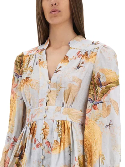 Zimmermann Ascension Plunge Floral Mini Dress In Multi