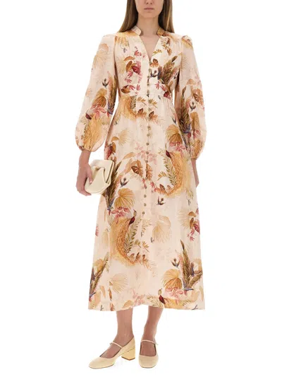 Zimmermann Ascension Printed Linen Dress In Multi