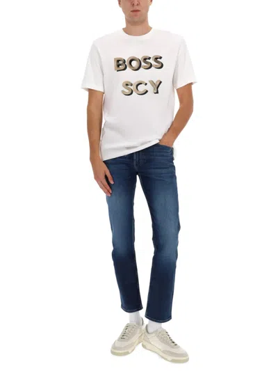 Hugo Boss Button Jeans In Blue