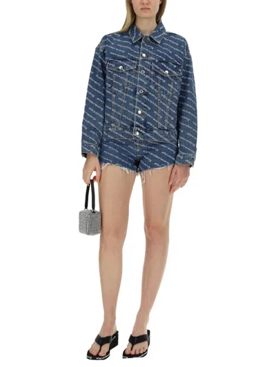 Alexander Wang Denim Shorts Featuring Printed Design In Blue