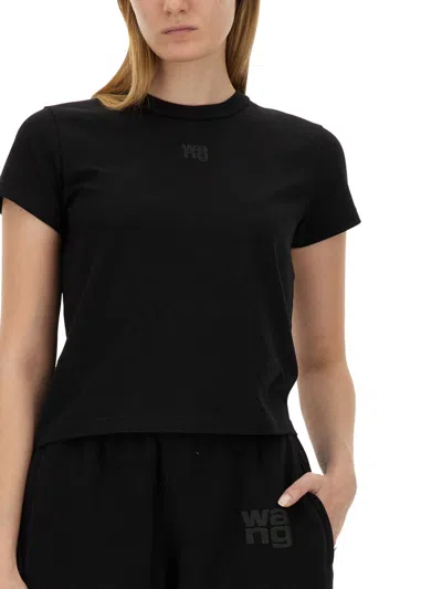 Alexander Wang T T By Alexander Wang Essential Jsy Shrunken Tee In Black