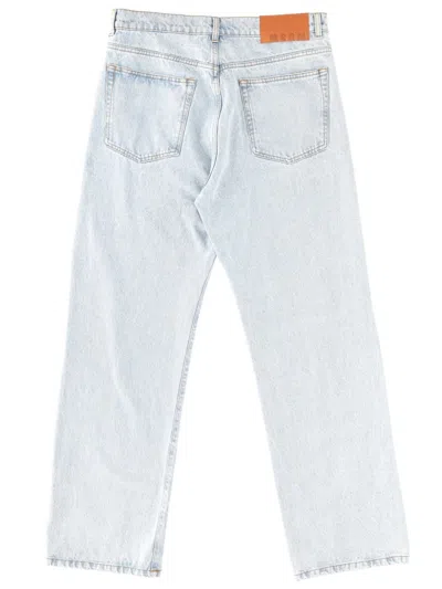 Msgm Light Wash Straight-leg Denim Pants With Classic Five-pocket Styling In Blue