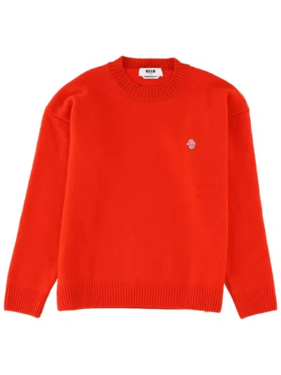 Msgm Crew-neck Sweater In Red