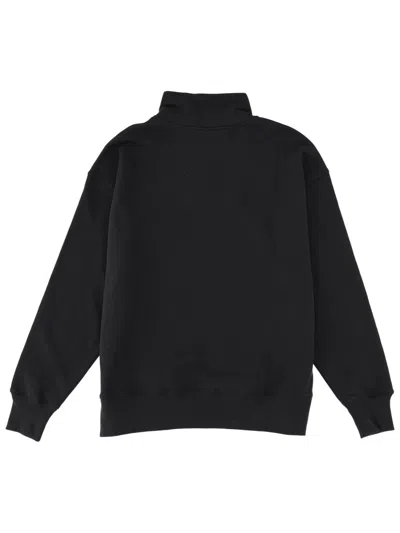 Msgm Quarter-zip Rabbit Sweatshirt In Black